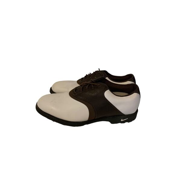 Size 7.5 Nike Golf Mens Waverly Last Cleats Lace Up Brown White Oxford Style - Picture 1 of 11